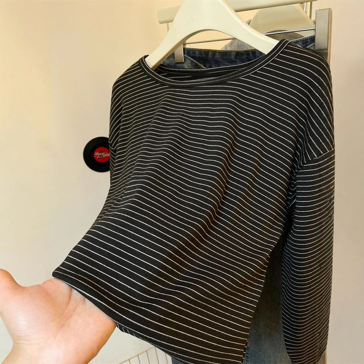 Femme Afslappet Fit Stribet Langærmet Top Stilla