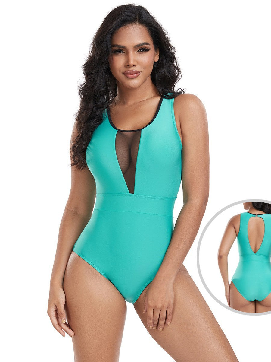 Femme Sporty Dyb Hals Én-del Badeanstik Stilla