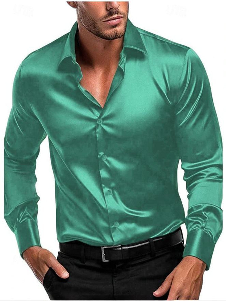 Herrer Hochglans Satin skjorte med moderne snit og elegante detaljer Stilla