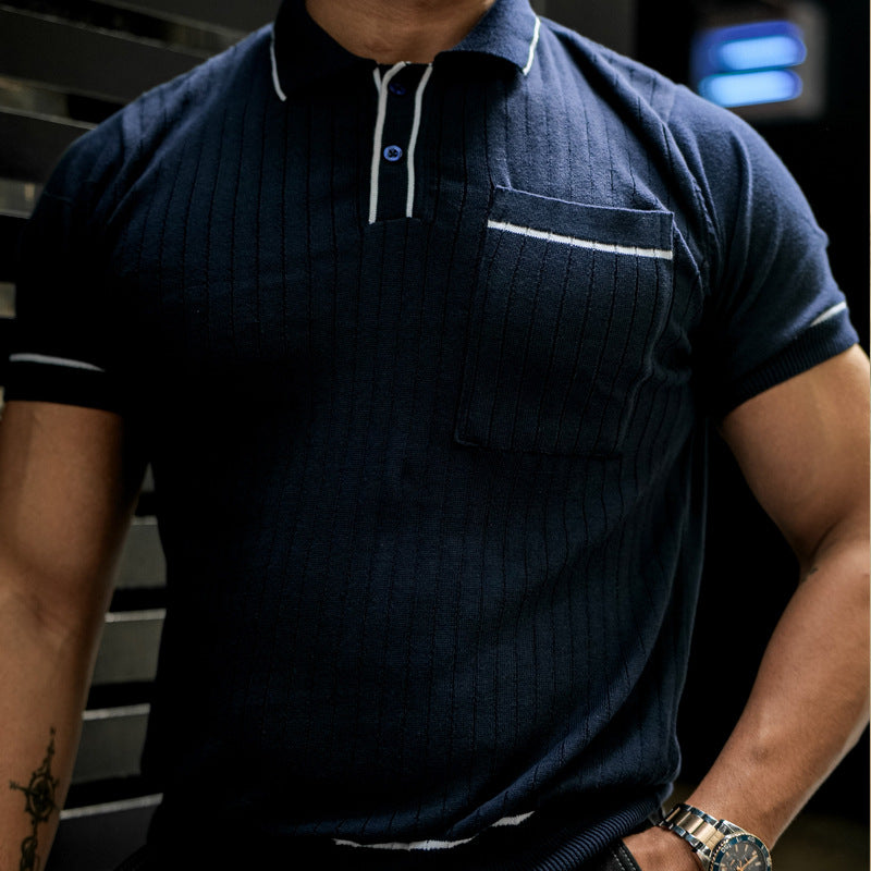 Herre polo skjorte med struktureret design og påsat lomme Stilla