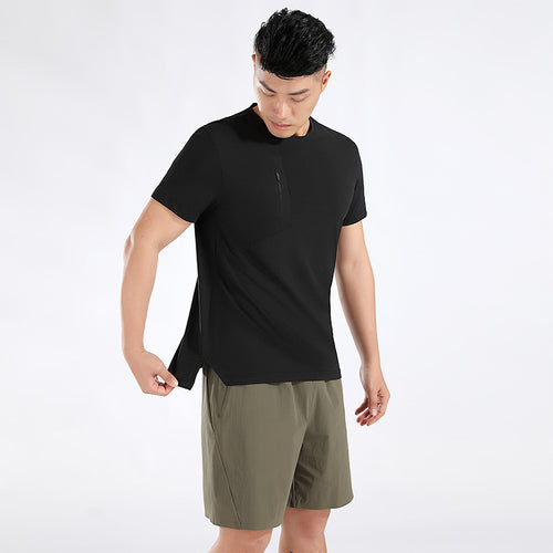 Herrer Sport T-Shirt med åndbare egenskaber og praktisk lynlås Stilla