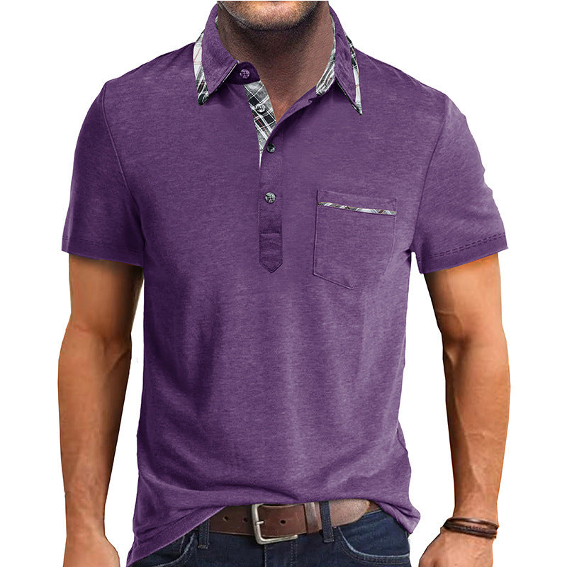 Herrer Polo-shirt med stilfuld ternet detalje og brystlomme Stilla