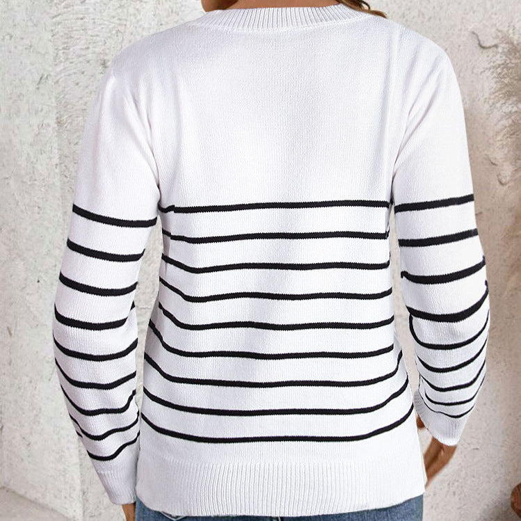 Damer fashionabel strikket pullover med stribet design og højkvalitetsmateriale Stilla