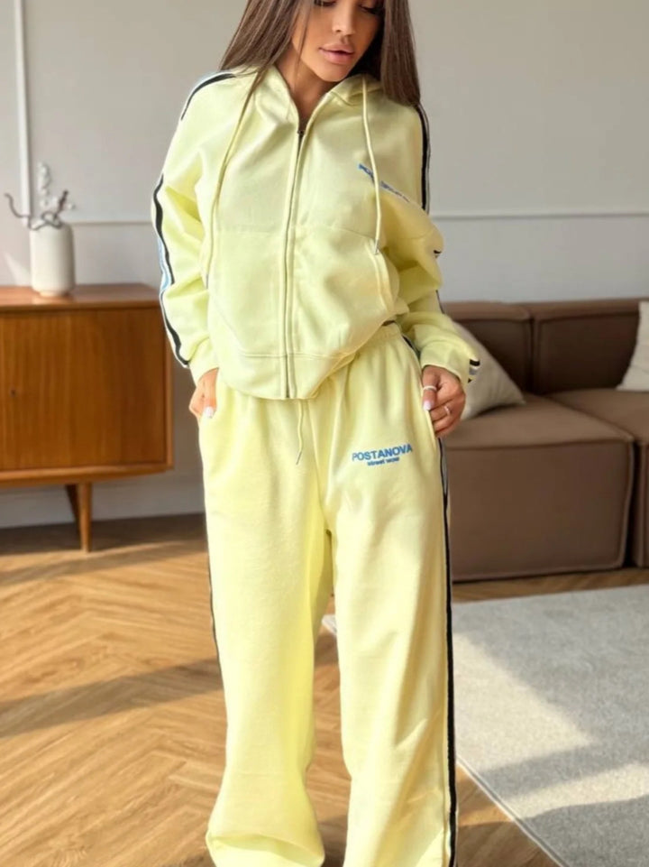 Kvinders sporty fritids sæt med casual zip hoodie og komfortable joggingbukser Stilla