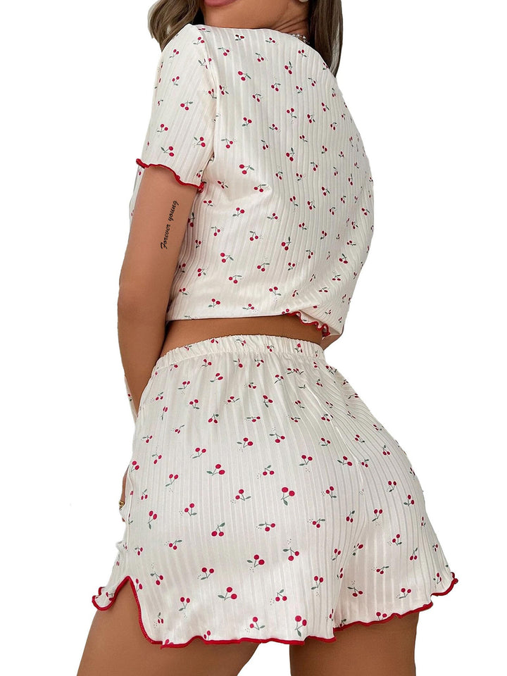 Dame pyjamasæt med blomstermønster og komfortabel pasform Stilla