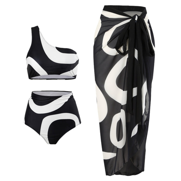 Dame bikini sæt med asymmetrisk top og sarong Stilla