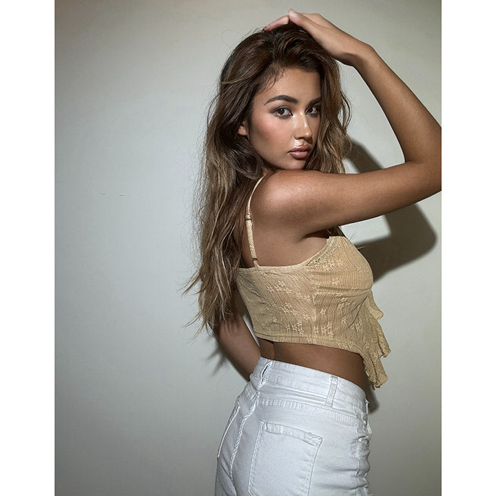 Dame Spids Elementer Crop-Top med Rynke detaljer Skovae