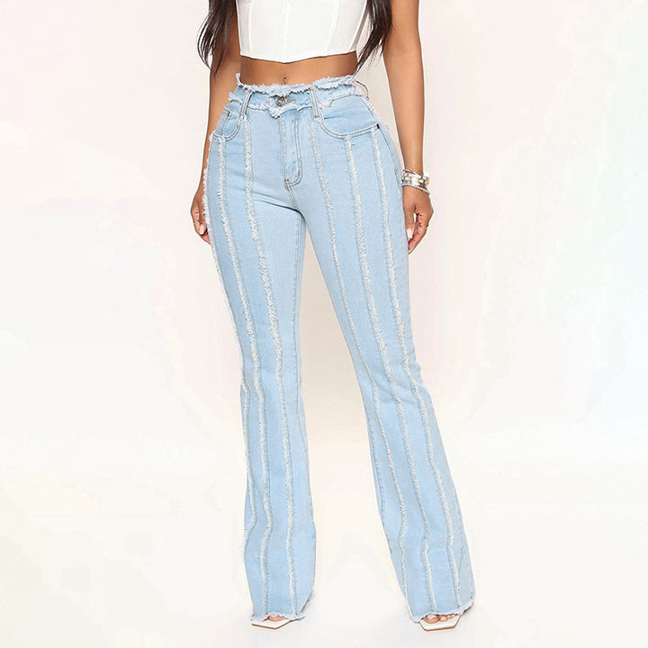 Dame Flared Jeans med vertikale striber Stilla