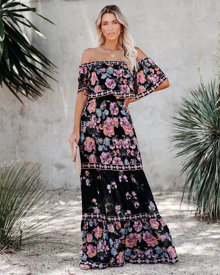 Stilla | Elegant Trykt Flydende Maxi Kjole