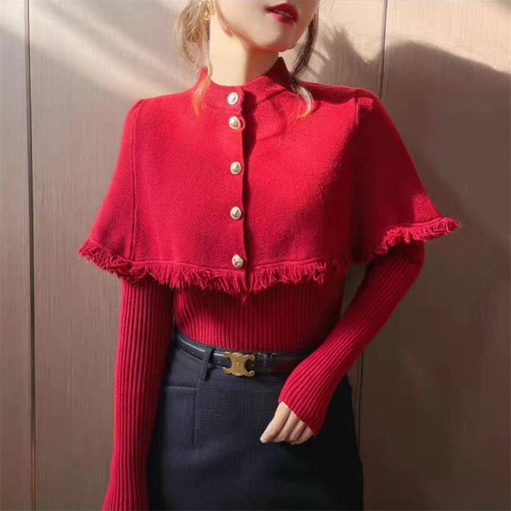 Kvinders fashionable sweater med aftageligt skulderafsnit og knapdetaljer Stilla