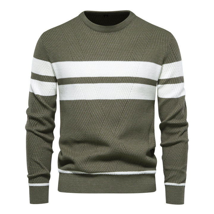 Herrer strikkepullover med moderne vaffelmønster og elegante striber Stilla