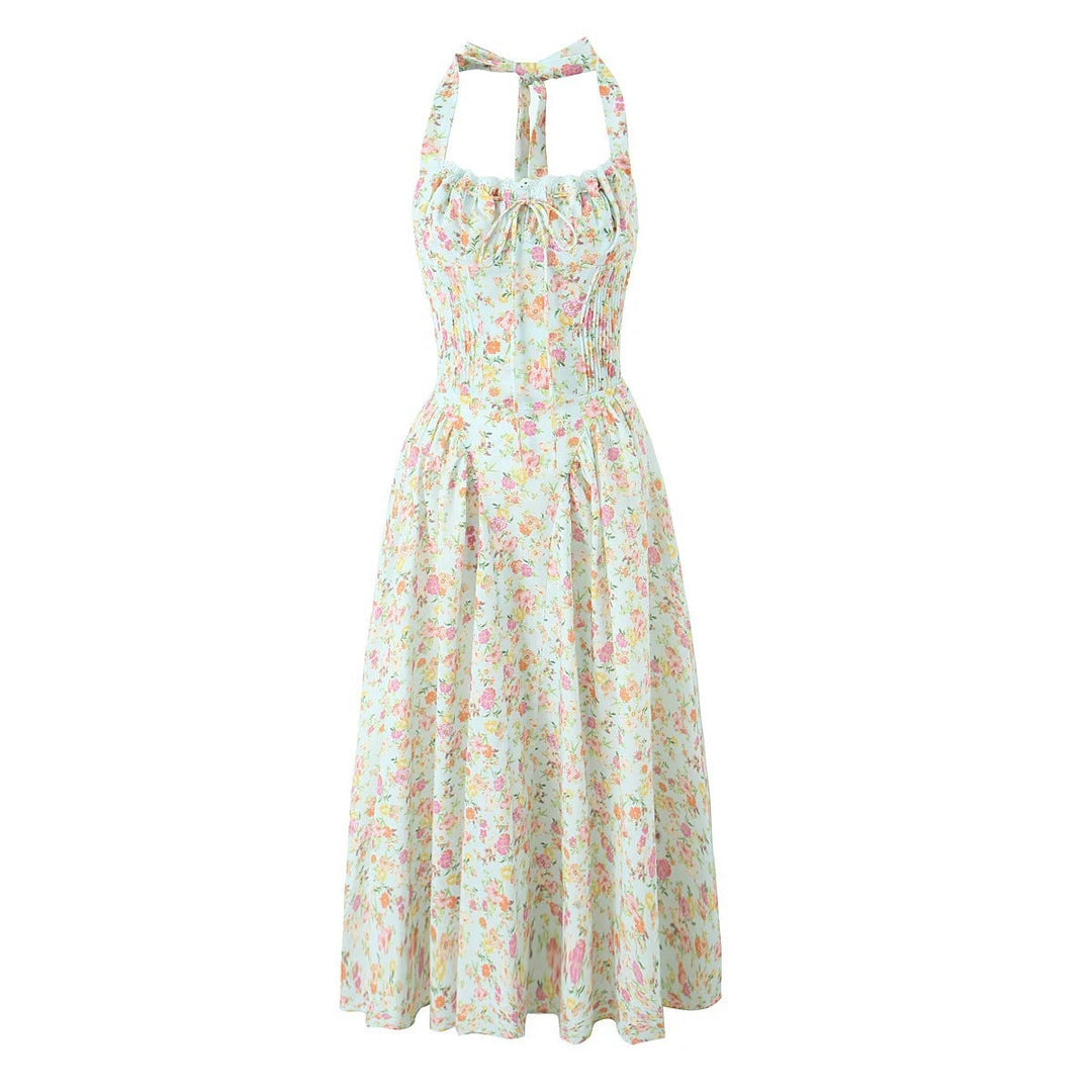 Stilla | Romantisk Halterneck Flydende Maxi Kjole