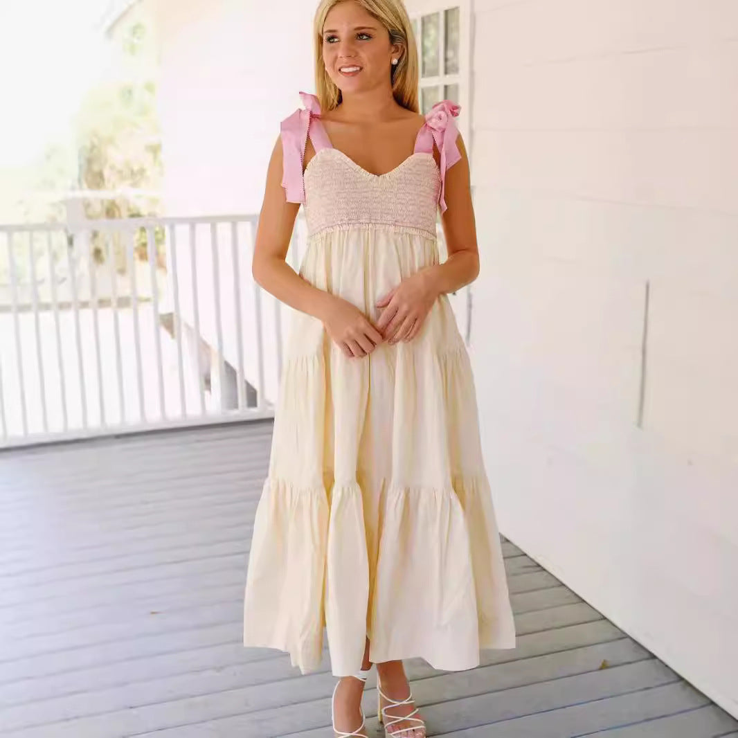 Dame Tiered Maxi Kjole med rynket Overdel Stilla