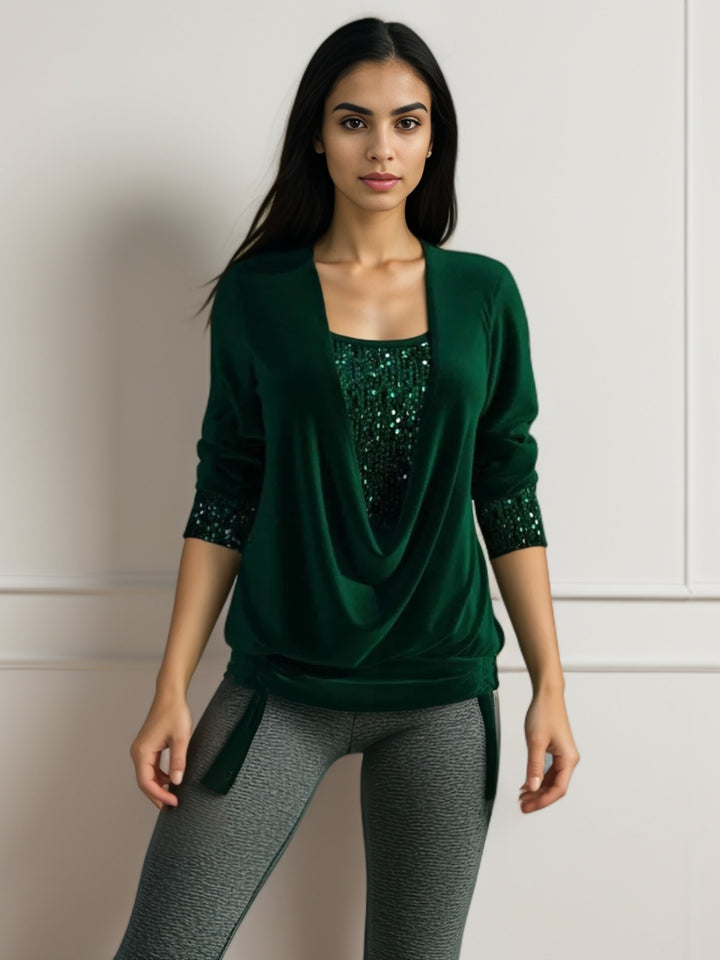 Damer elegant top med glitrende detaljer og afslappet snit Stilla