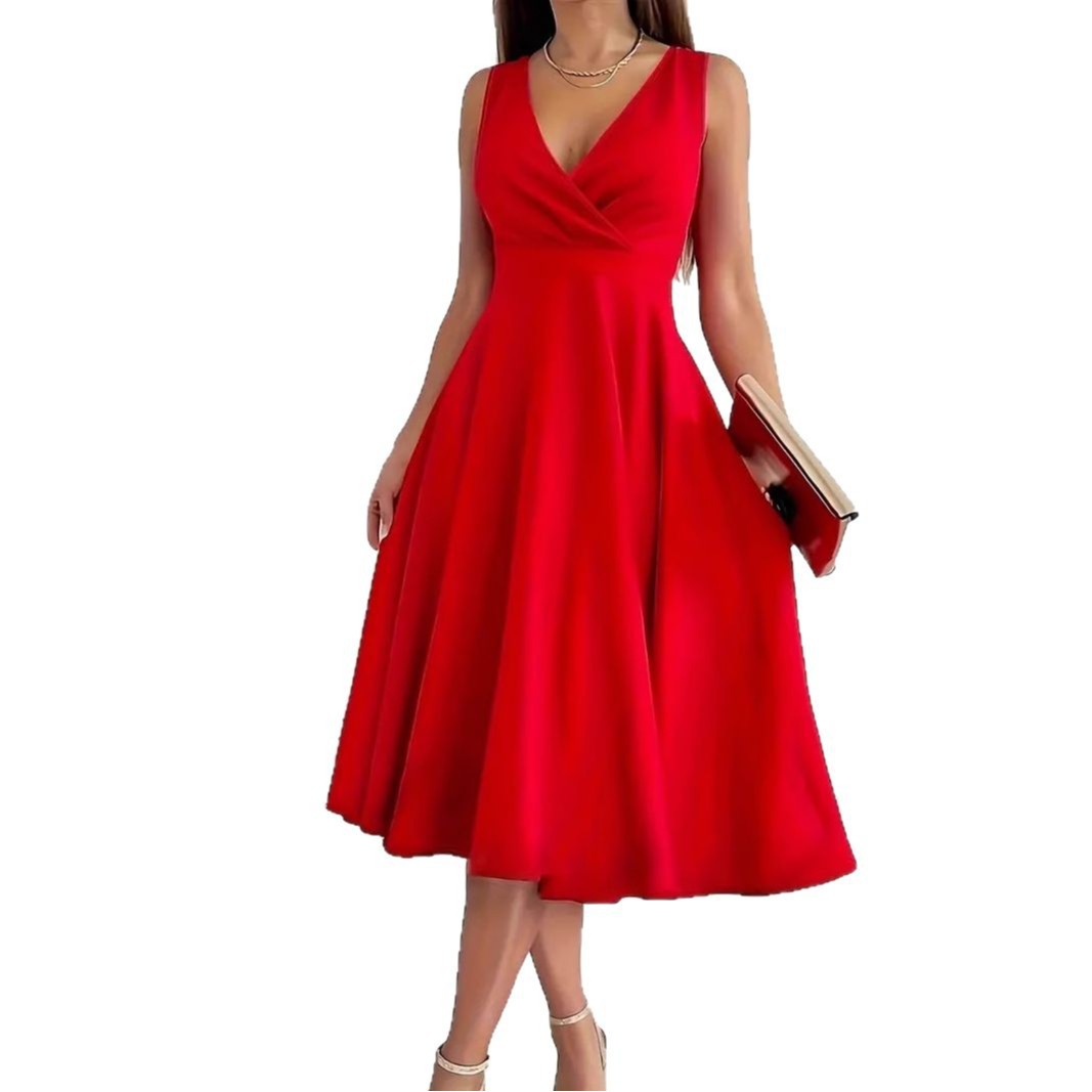 Dame Elegant Draperet A-linje Kjole Stilla