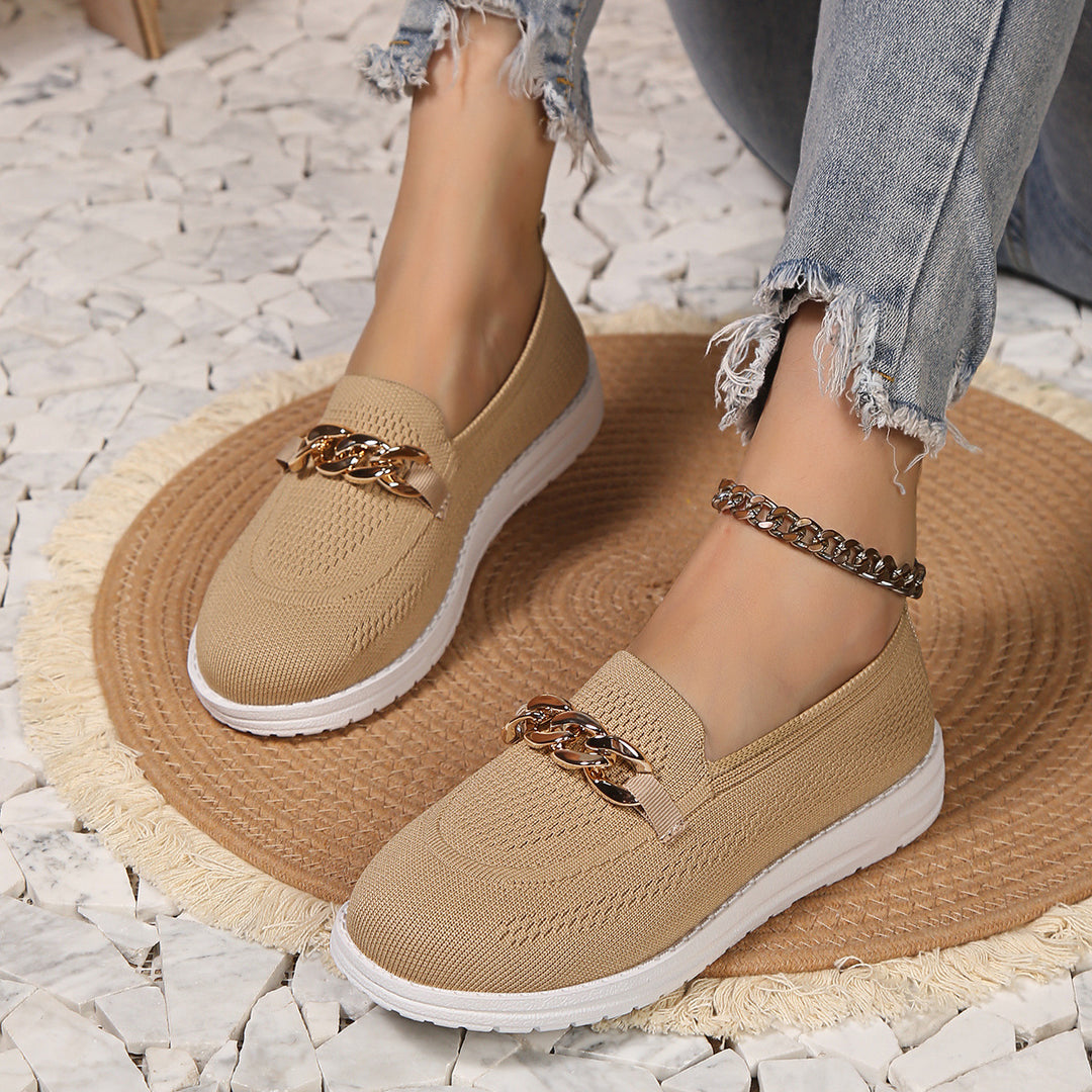 Dame Mode Slip-On-Sneakers med kæde-detalje og åndbart overmateriale Stilla