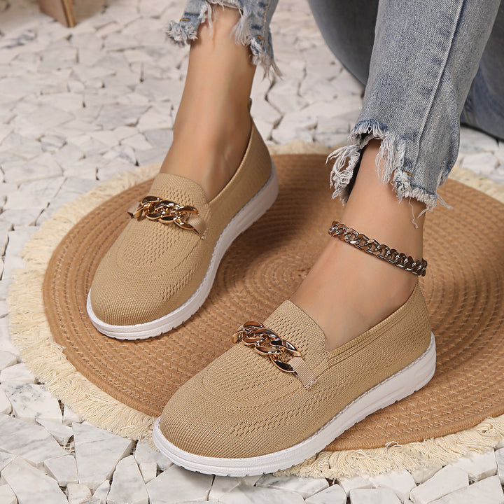 Dame Mode Slip-On-Sneakers med kæde-detalje og åndbart overmateriale Stilla