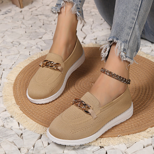 Dame Mode Slip-On-Sneakers med kæde-detalje og åndbart overmateriale Stilla