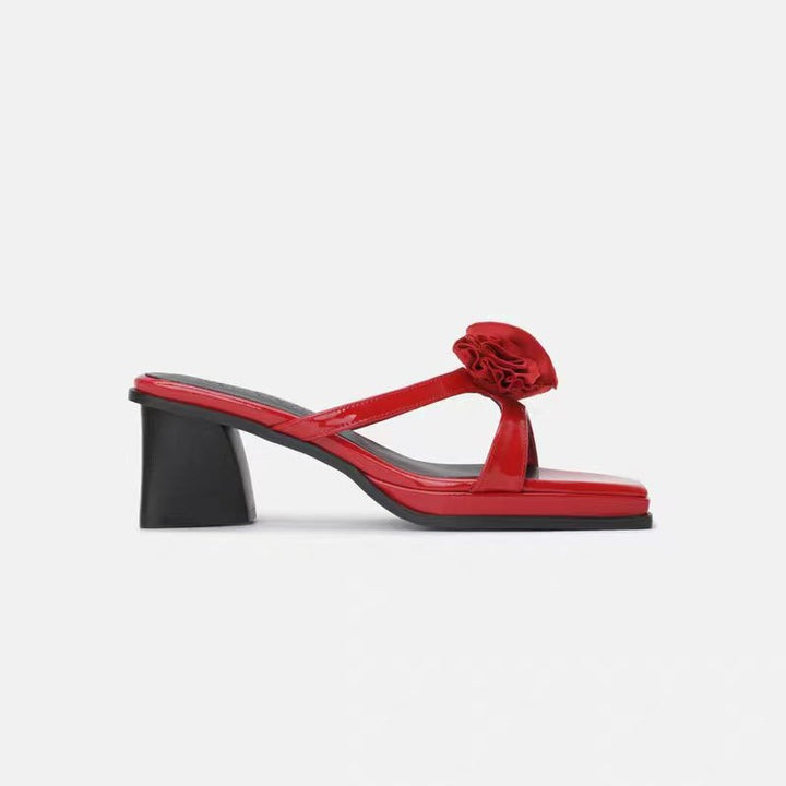 Femme Block Hæl Slide Sandaler med struktureret Rem-Detalje Stilla