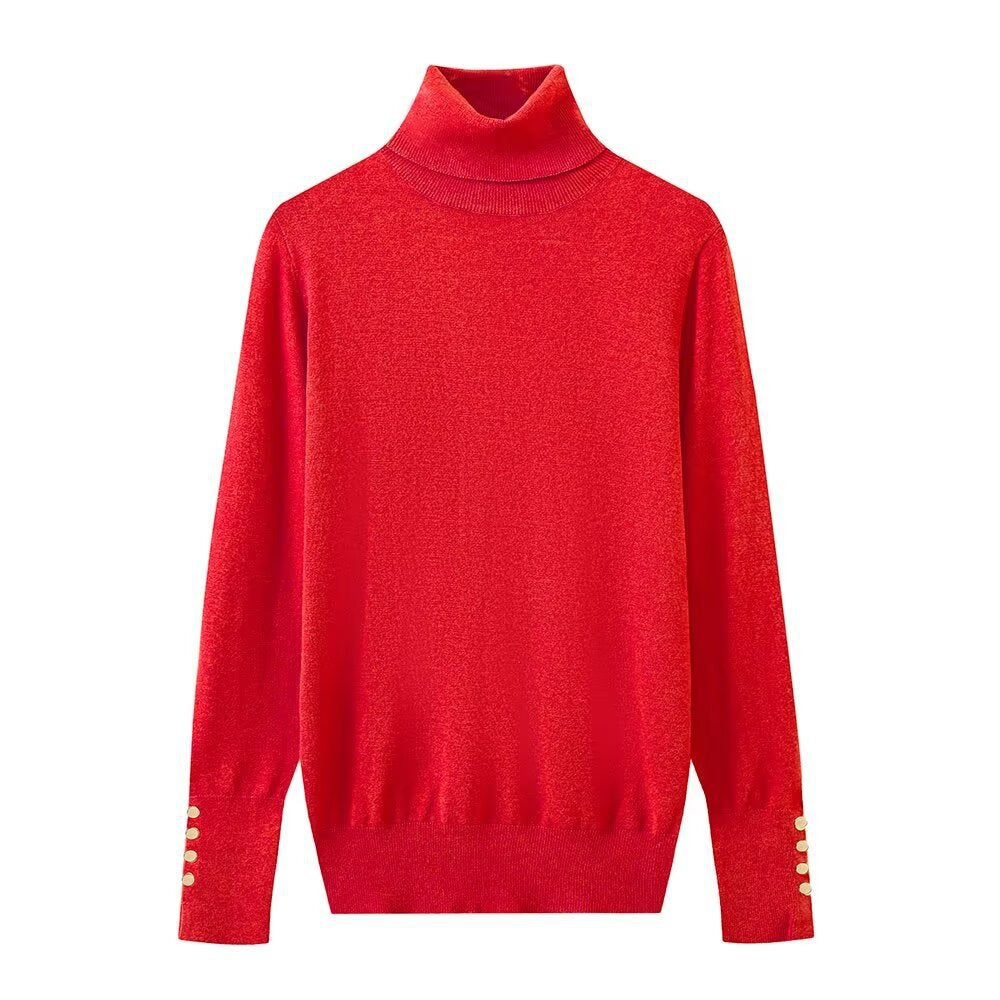Femme Rullekravepullover med knapdetaljer Stilla