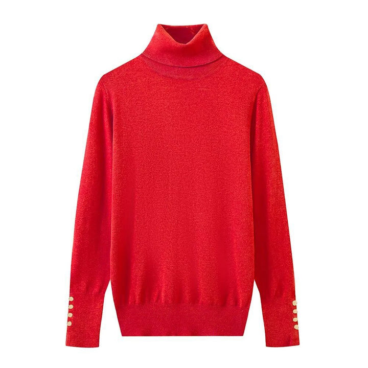 Femme Rullekravepullover med knapdetaljer Stilla