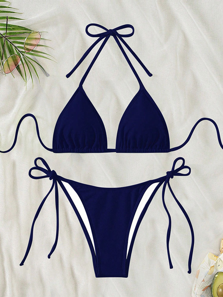 Dame triangel bikini med justerbare bindebånd og feminin snit Skovae
