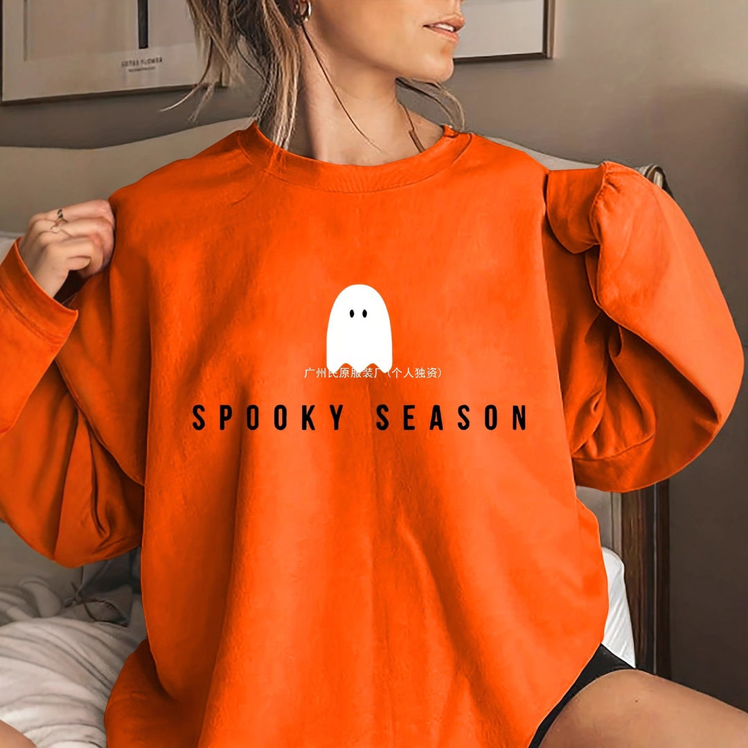 Dame sweatshirt med sjovt spøgelse motiv og bred pasform Stilla