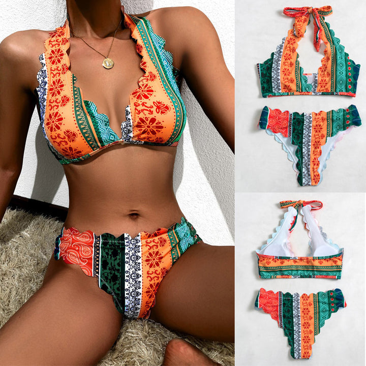 Dame triangel-bikini med raffinerede volanger og stilfuldt design Stilla