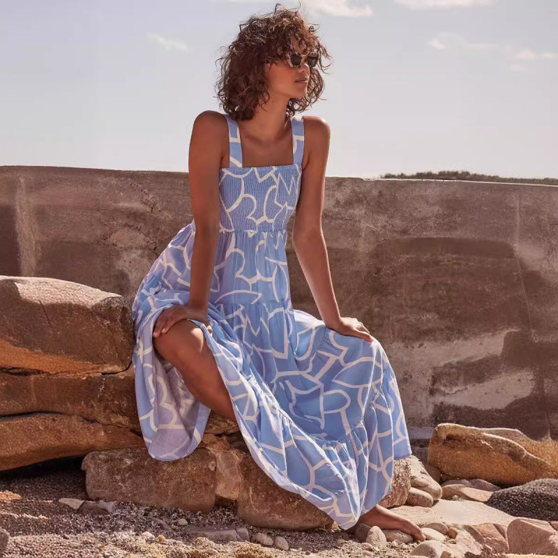 Dame Casual Maxi Kjole med Volantskanter Stilla