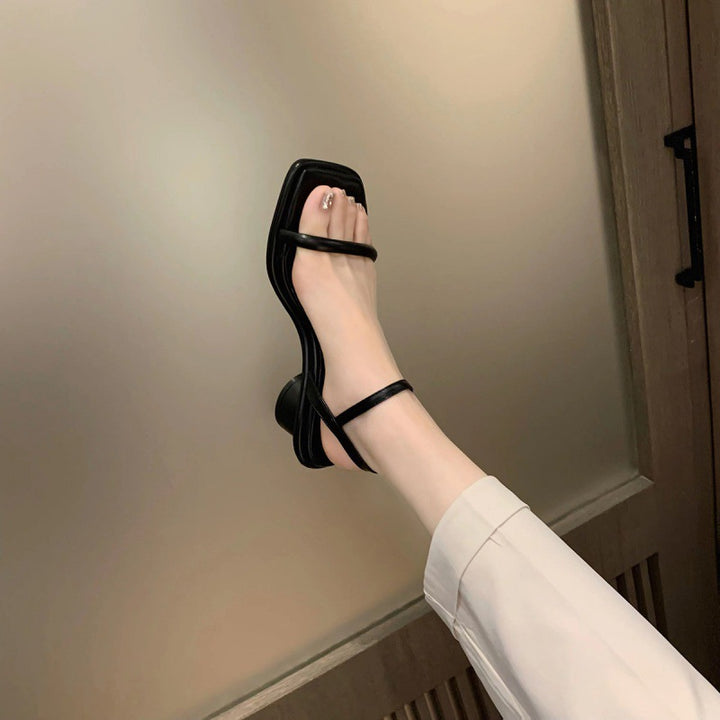 Dame blokhæle slide sandaler med justerbar ankelrem Stilla