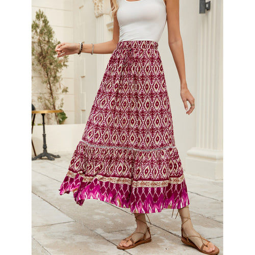 Femme gestufter Bohemian Maxi Nederdel Stilla
