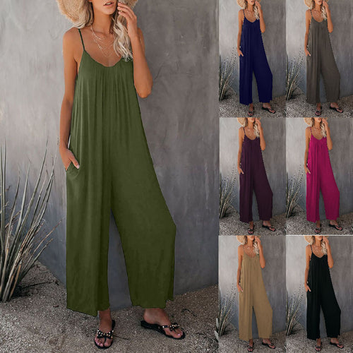 Dame Løs Jumpsuit med brede ben og praktiske lommer Stiila