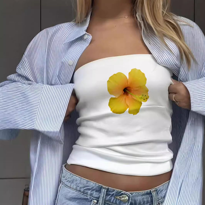 Dame bandeau-top med sporty Frankrig-design Skovae