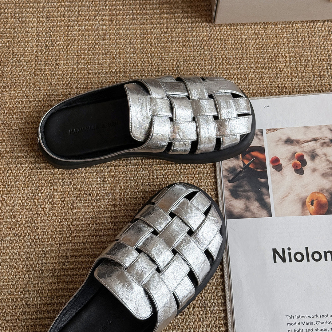Femme Vævet Læder Slide Sandaler Stilla