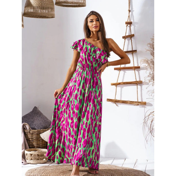 Dame Off-Shoulder Maxikjole med Rynkedetalje Stilla