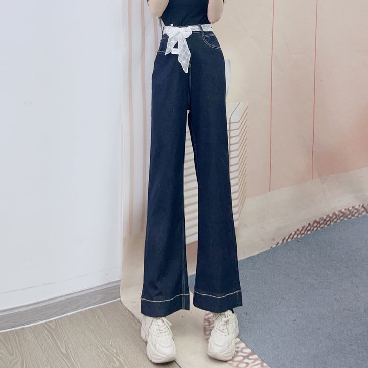 Dame brede jeans med elegant sløjfebinding og stilfuldt design Stilla