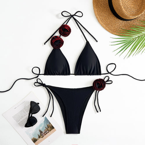 Dame Triangle Bikini Sæt med florale accenter Stilla