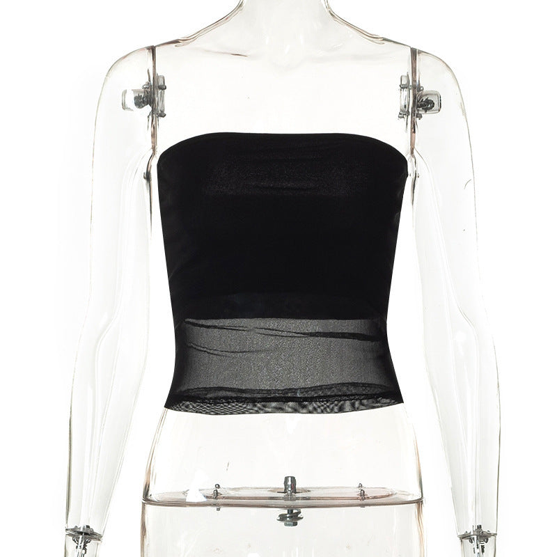 Damer bandeau Top i gennemsigtigt design med elastisk materiale Skovae