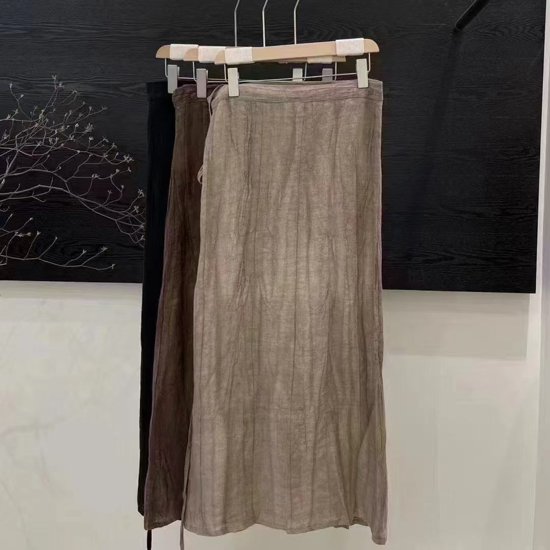 Femme Faltenmaxi-nederdel med struktureret finish Stilla