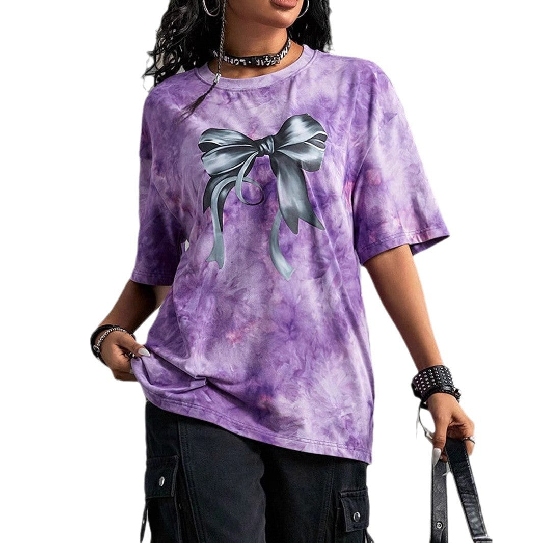 Dame Oversized T-shirt med kreativt sløjfe motiv Stilla