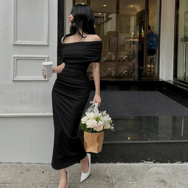 Dame Off-Shoulder Volan Midi Kjole Stilla