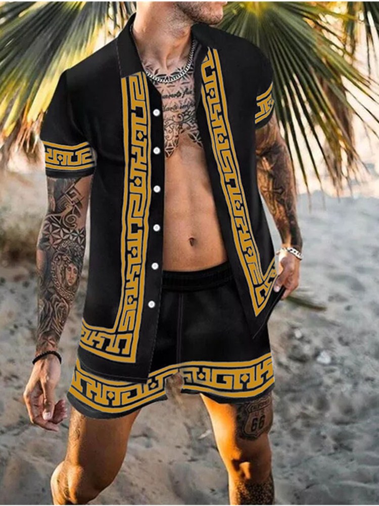 Herre Floral Mønstret Casual Sommer Sæt Stilla