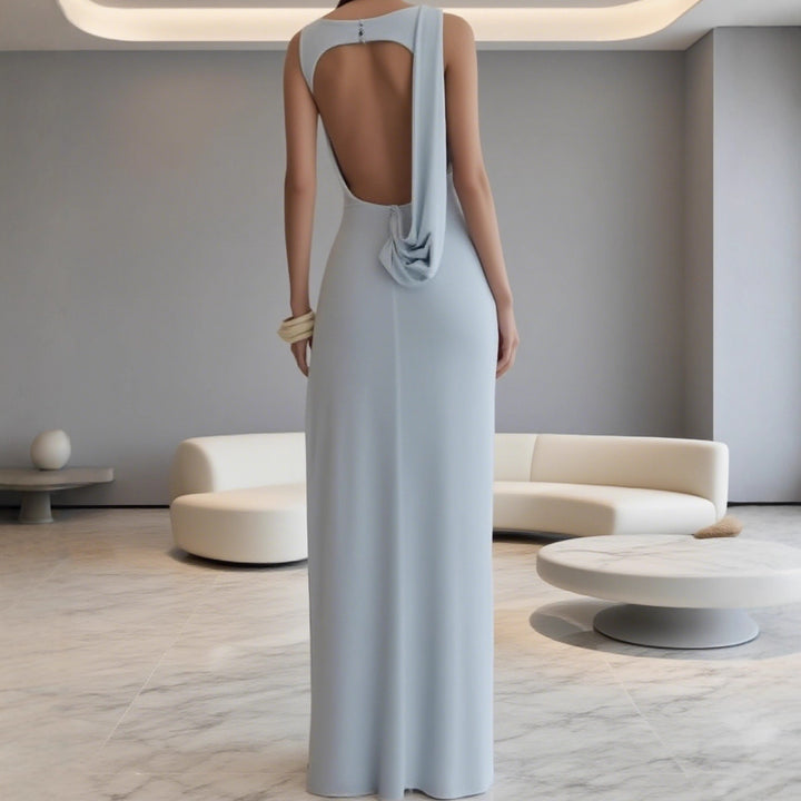Damer Elegant Maxi-Kjole med raffineret drapering og asymmetrisk snit Skovae
