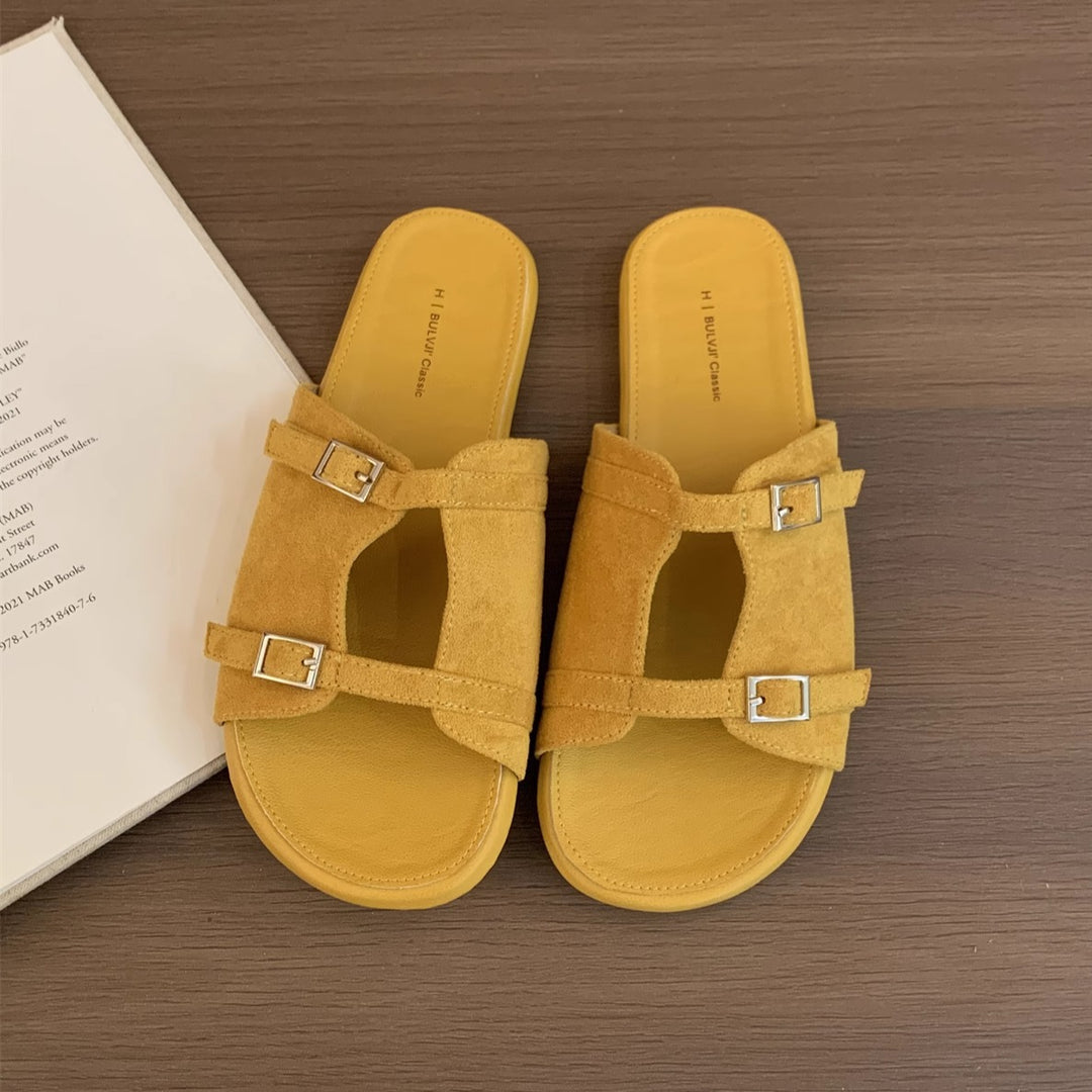 Femme Elegante Slide Sandaler med Dekorativ Spænde Stilla