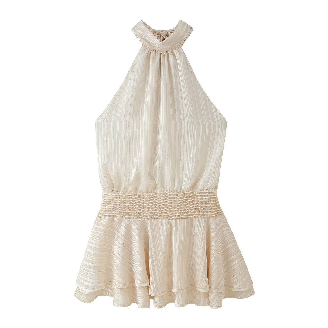 Dame Bandeau Mini Kjole med Rynker og Gummibånd i Taljen Stilla