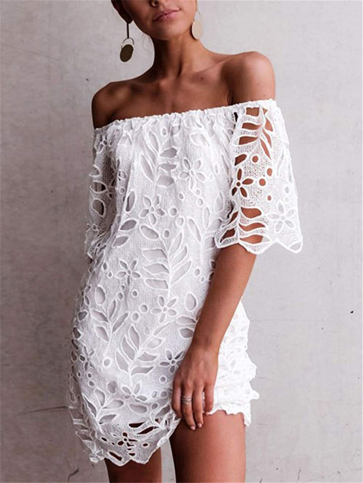 Dame Off-Shoulder Kjole i høj kvalitet broderi Stilla