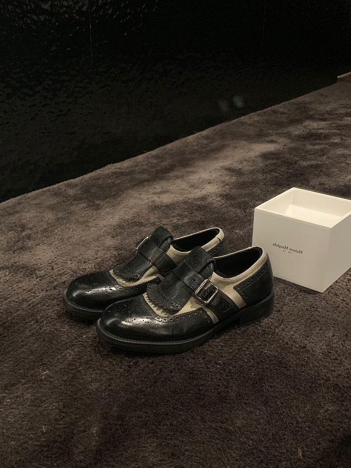 Herrer vintage-inspirerede læder monk strap sko Stilla