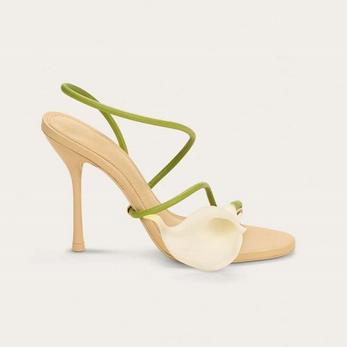 Femme Blomstertaskede Riemchensandaletter med høje hæle Stilla