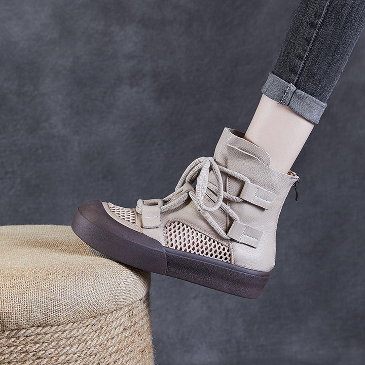 Dame mode High-Top Sneakers med mesh-indlæg og justerbare stropper Stilla