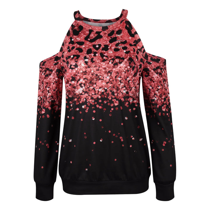 Stilla | Mode Langærmet Kold Skuldre Print Top Bluse